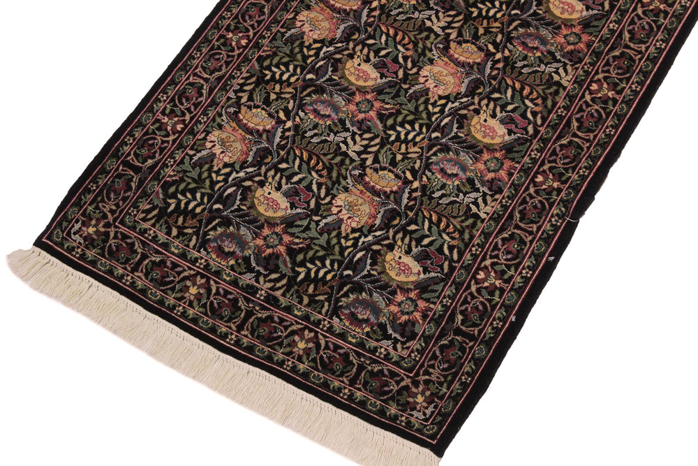 handmade Traditional Nagi Black Gold Hand Knotted RUNNER 100% WOOL area rug 3' x 8'