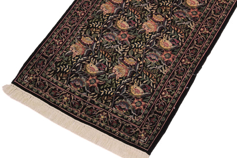 handmade Traditional Nagi Black Gold Hand Knotted RUNNER 100% WOOL area rug 3' x 8'