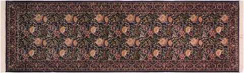 handmade Traditional Nagi Black Gold Hand Knotted RUNNER 100% WOOL area rug 3' x 8'