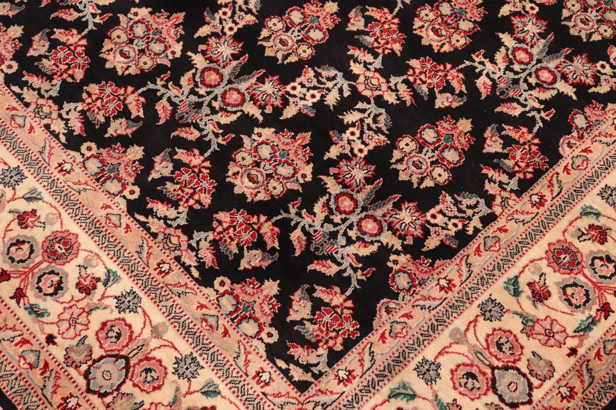 handmade Transitional Abusson Black Ivory Hand Knotted RECTANGLE 100% WOOL area rug 6x9