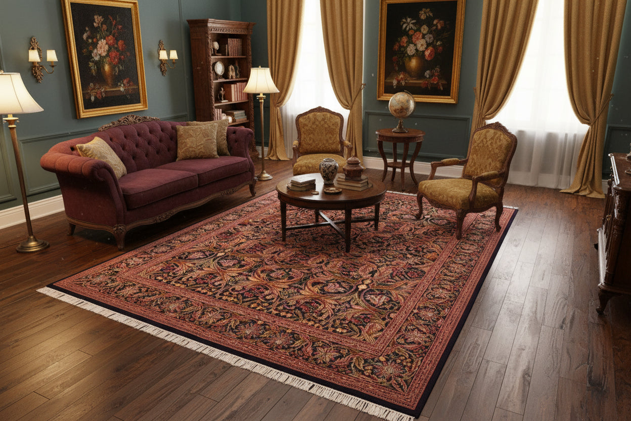 handmade Transitional Internation Blue Rust Hand Knotted RECTANGLE 100% WOOL area rug 6x9