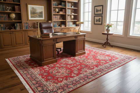handmade Transitional Gulzar Red Blue Hand Knotted RECTANGLE 100% WOOL area rug 6x9