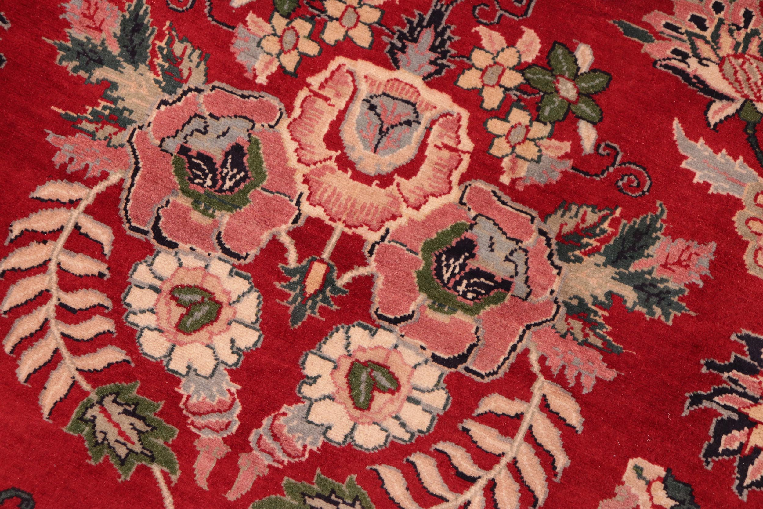 handmade Transitional Gulzar Red Blue Hand Knotted RECTANGLE 100% WOOL area rug 6x9