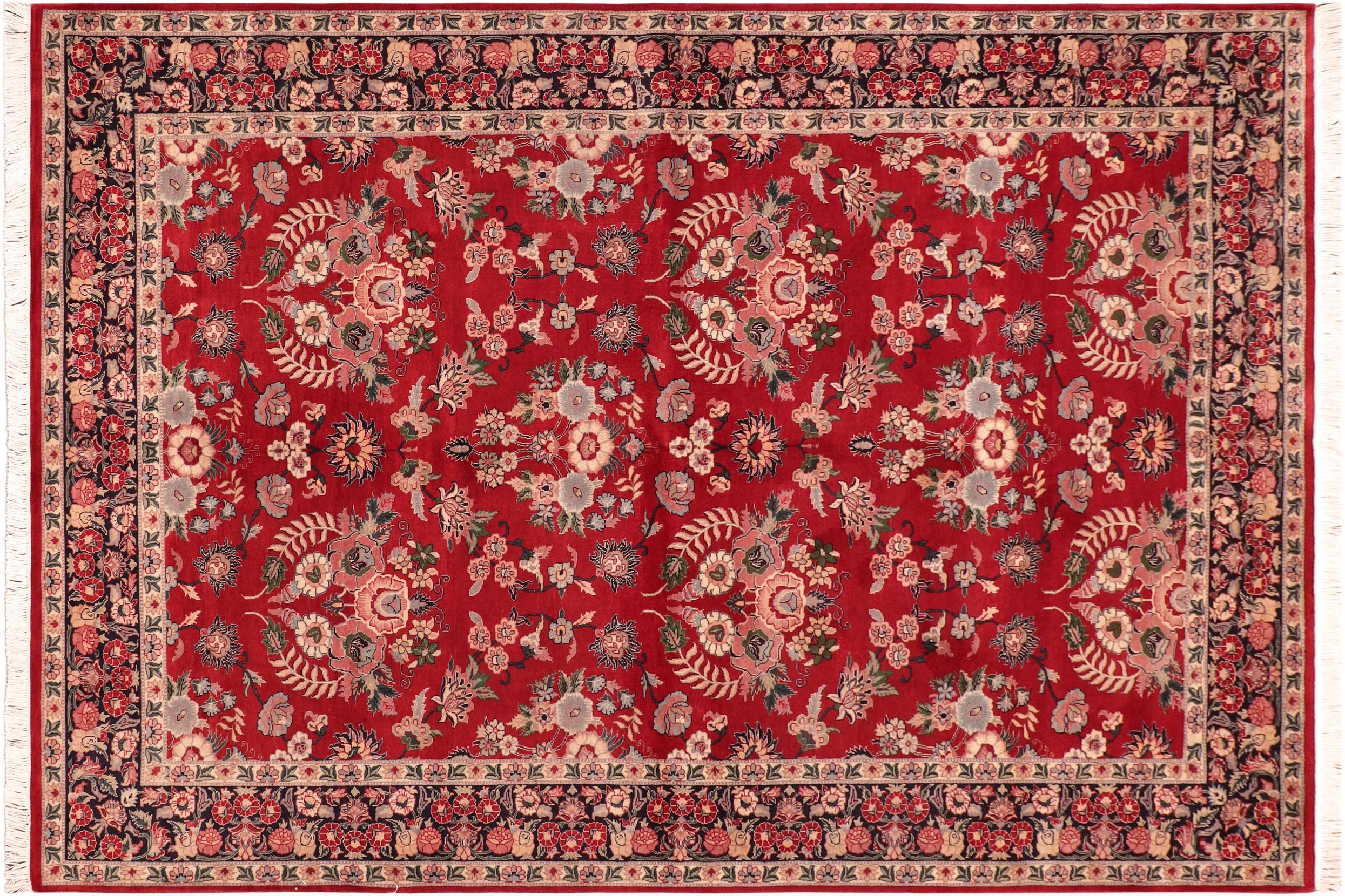 handmade Transitional Gulzar Red Blue Hand Knotted RECTANGLE 100% WOOL area rug 6x9