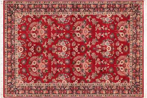 handmade Transitional Gulzar Red Blue Hand Knotted RECTANGLE 100% WOOL area rug 6x9