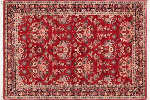 handmade Transitional Gulzar Red Blue Hand Knotted RECTANGLE 100% WOOL area rug 6x9