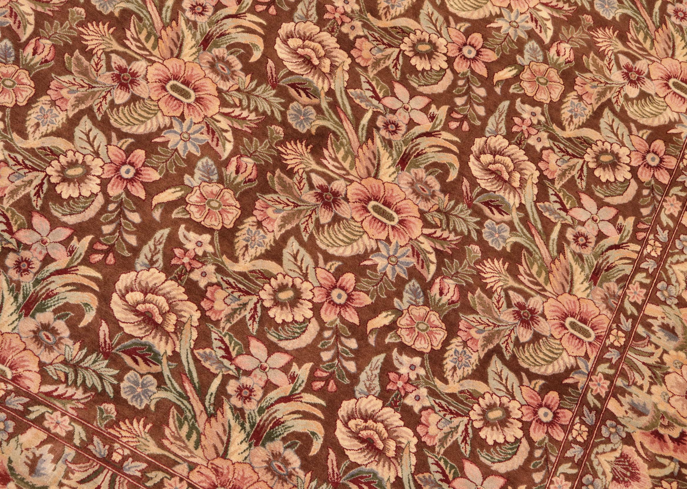 handmade Transitional William Brown Pink Hand Knotted RECTANGLE 100% WOOL area rug 6x9