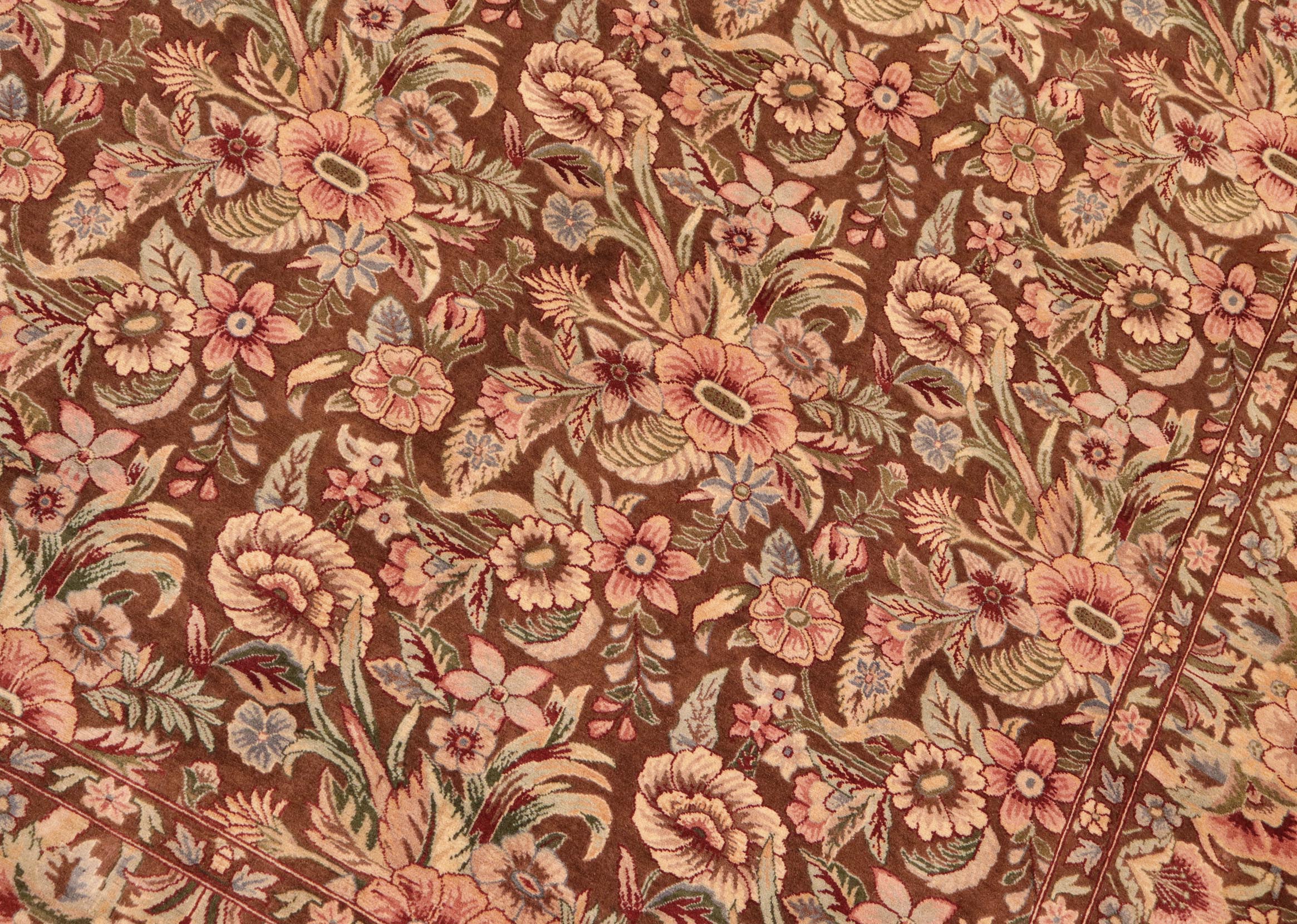 handmade Transitional William Brown Pink Hand Knotted RECTANGLE 100% WOOL area rug 6x9