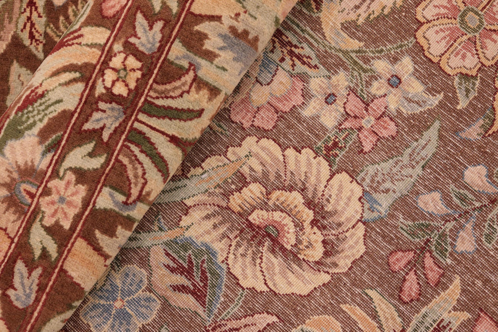 handmade Transitional William Brown Pink Hand Knotted RECTANGLE 100% WOOL area rug 6x9
