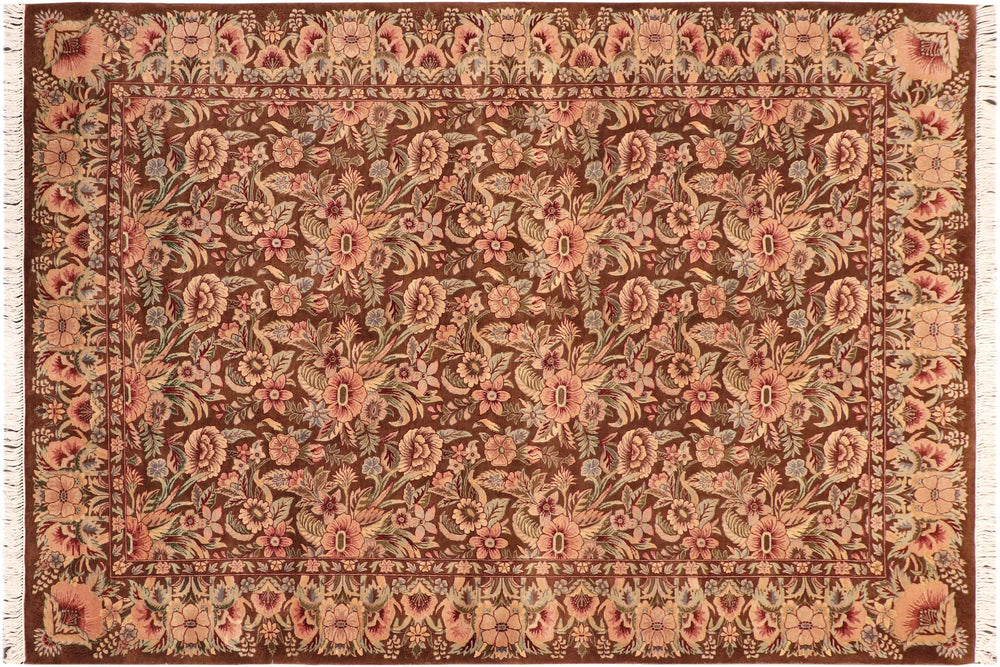 handmade Transitional William Brown Pink Hand Knotted RECTANGLE 100% WOOL area rug 6x9