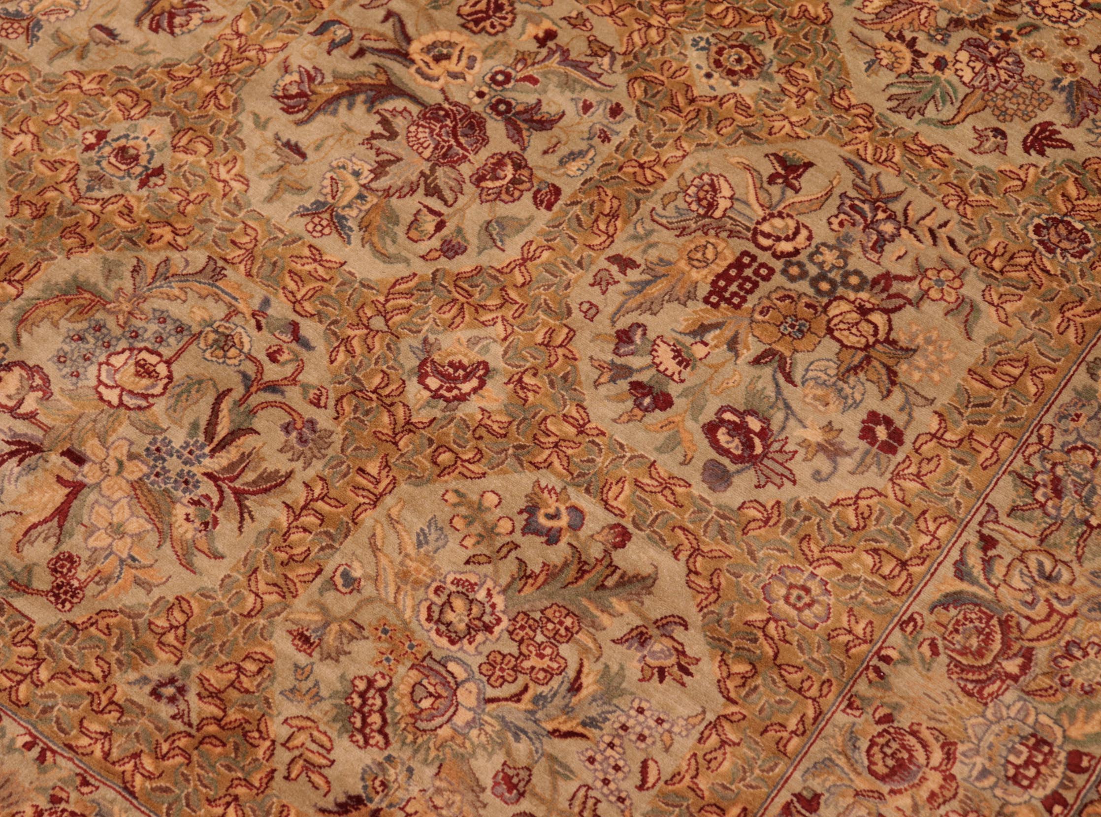 handmade Transitional  Taupe Green Hand Knotted RECTANGLE 100% WOOL area rug 6x9