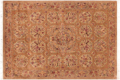 handmade Transitional  Taupe Green Hand Knotted RECTANGLE 100% WOOL area rug 6x9