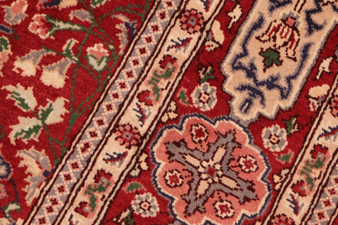 handmade Transitional Tabriz Red Tan Hand Knotted RECTANGLE 100% WOOL area rug 6x9