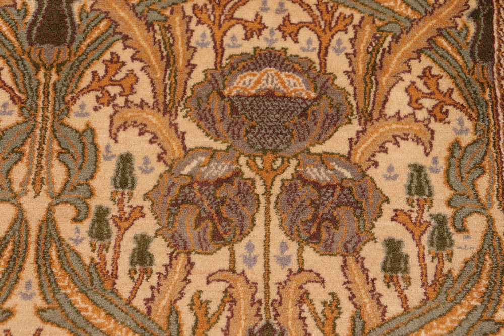 handmade Transitional Hamjolie Beige Green Hand Knotted RECTANGLE 100% WOOL area rug 6x10