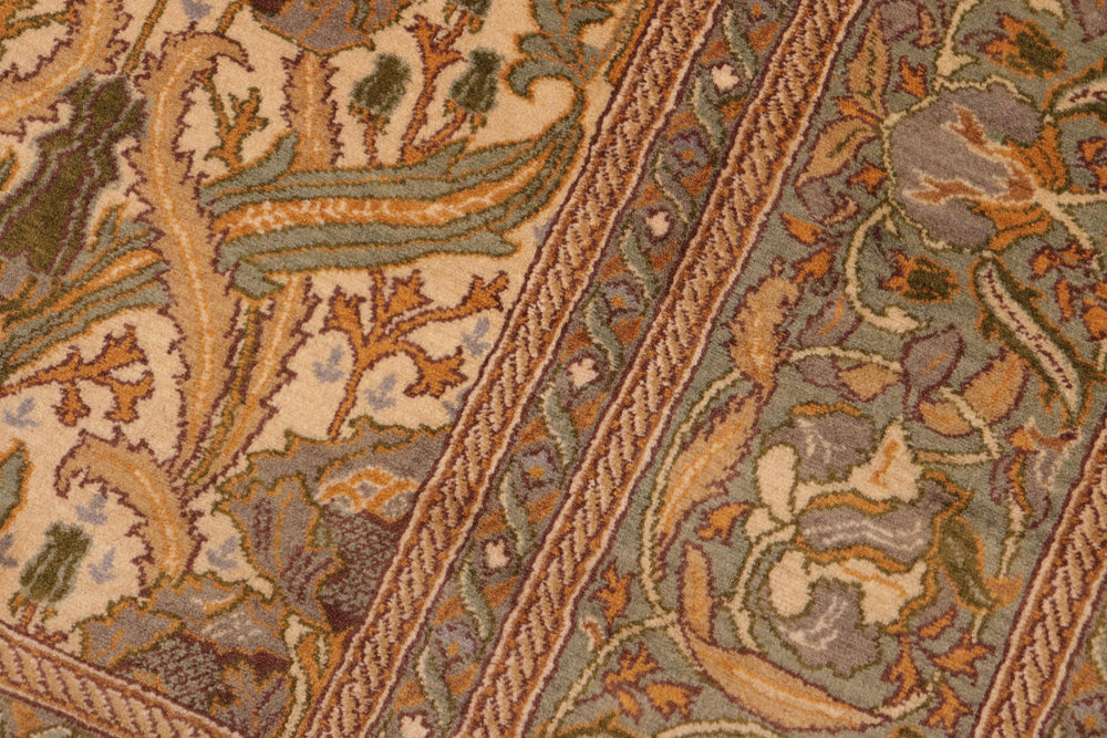 handmade Transitional Hamjolie Beige Green Hand Knotted RECTANGLE 100% WOOL area rug 6x10