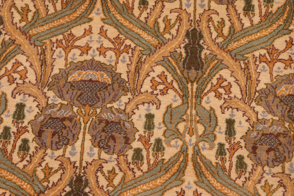 handmade Transitional Hamjolie Beige Green Hand Knotted RECTANGLE 100% WOOL area rug 6x10