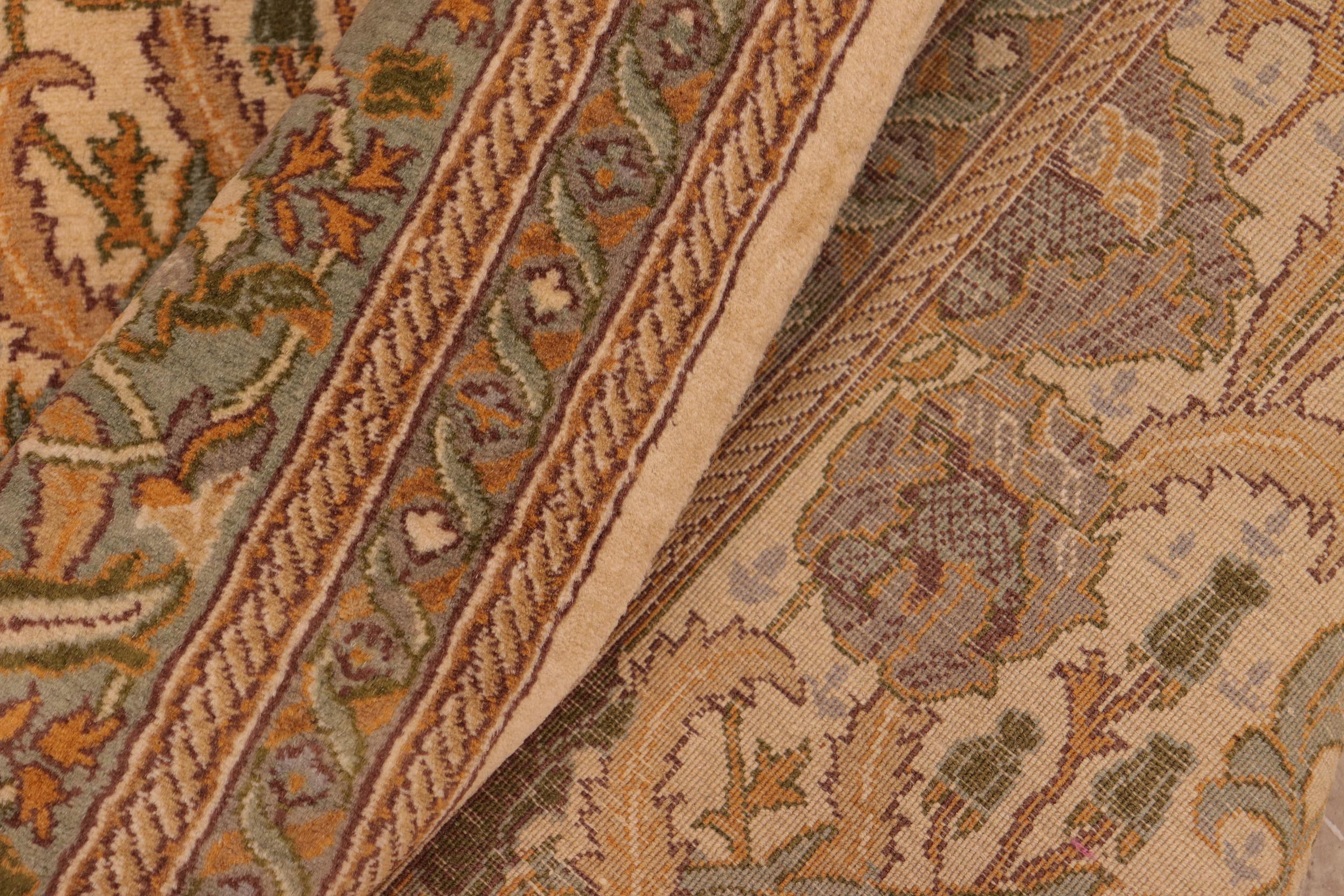 handmade Transitional Hamjolie Beige Green Hand Knotted RECTANGLE 100% WOOL area rug 6x10