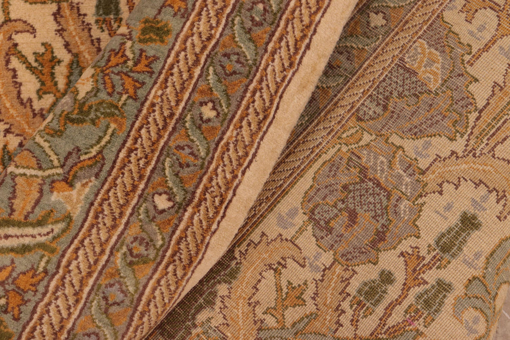 handmade Transitional Hamjolie Beige Green Hand Knotted RECTANGLE 100% WOOL area rug 6x10