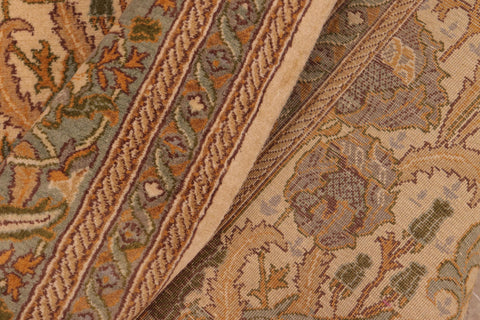 handmade Transitional Hamjolie Beige Green Hand Knotted RECTANGLE 100% WOOL area rug 6x10