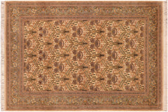 handmade Transitional Hamjolie Beige Green Hand Knotted RECTANGLE 100% WOOL area rug 6x10