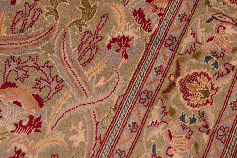 handmade Transitional Hamjolie Green Pink Hand Knotted RECTANGLE 100% WOOL area rug 6x10