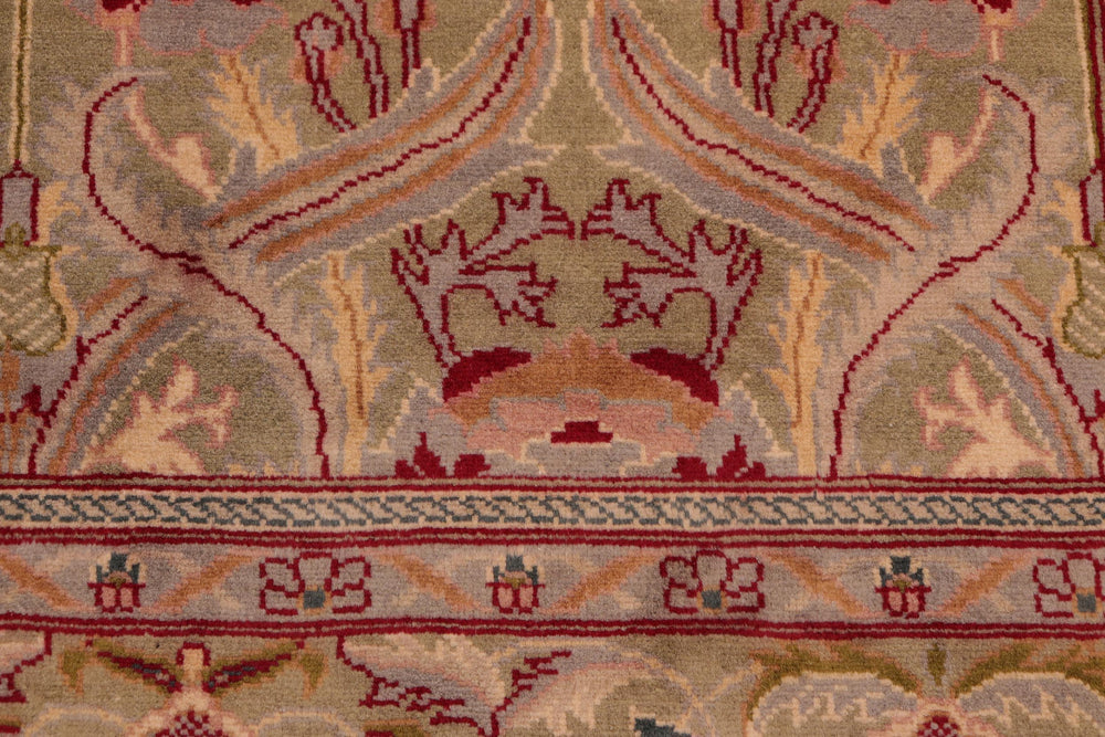 handmade Transitional Hamjolie Green Pink Hand Knotted RECTANGLE 100% WOOL area rug 6x10