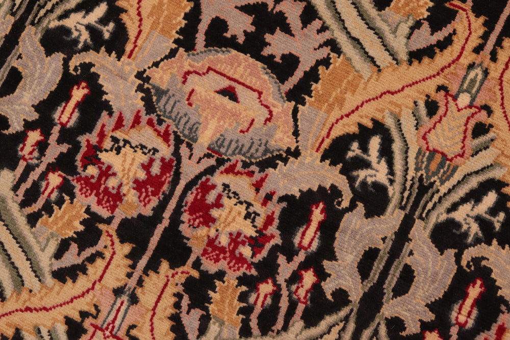 handmade Transitional Hamjolie Black Gold Hand Knotted RECTANGLE 100% WOOL area rug 6x9