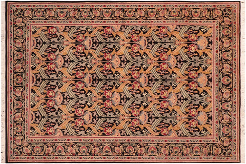 handmade Transitional Hamjolie Black Gold Hand Knotted RECTANGLE 100% WOOL area rug 6x9