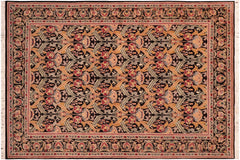 handmade Transitional Hamjolie Black Gold Hand Knotted RECTANGLE 100% WOOL area rug 6x9