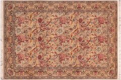 handmade Transitional Kamal Taupe Gold Hand Knotted RECTANGLE 100% WOOL area rug 6x9