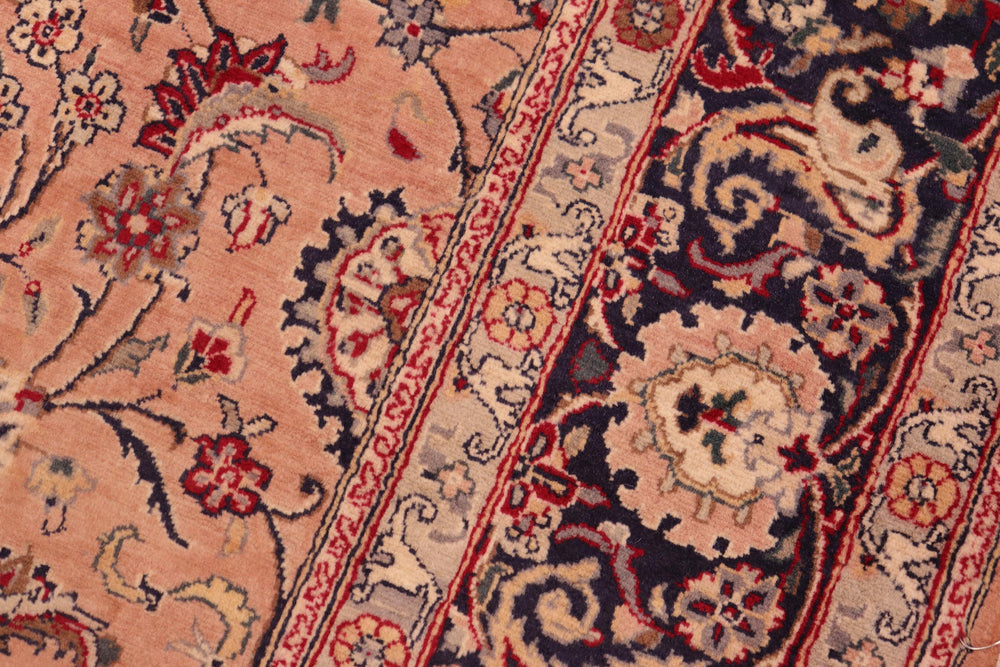 handmade Traditional Abasi Afsha Pink Blue Hand Knotted RECTANGLE 100% WOOL area rug 6x9