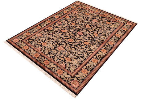 handmade Transitional Jasmain Black Gold Hand Knotted RECTANGLE 100% WOOL area rug 6x9