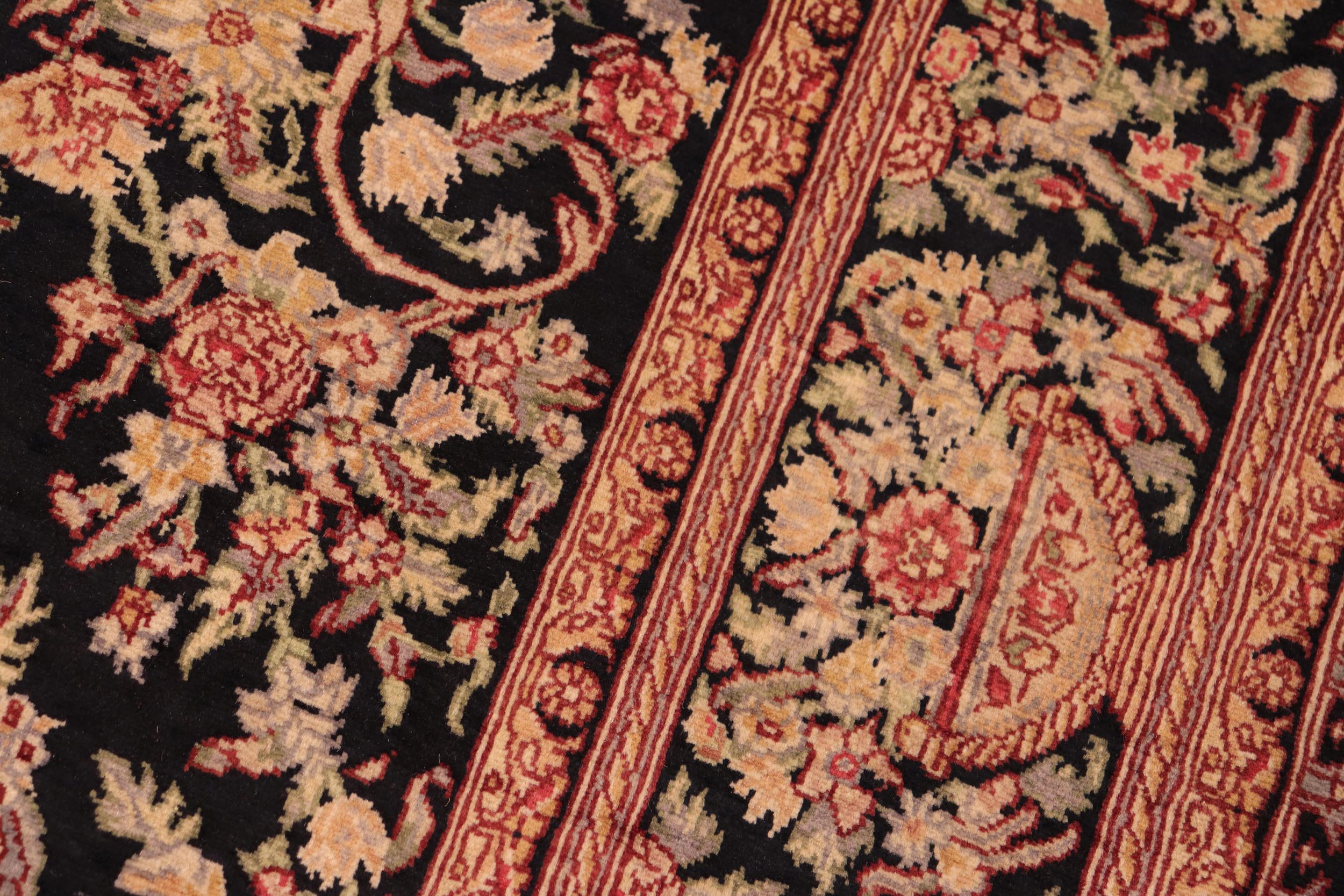 handmade Traditional Tamour Black Gold Hand Knotted RECTANGLE 100% WOOL area rug 6x9