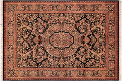 handmade Traditional Tamour Black Gold Hand Knotted RECTANGLE 100% WOOL area rug 6x9