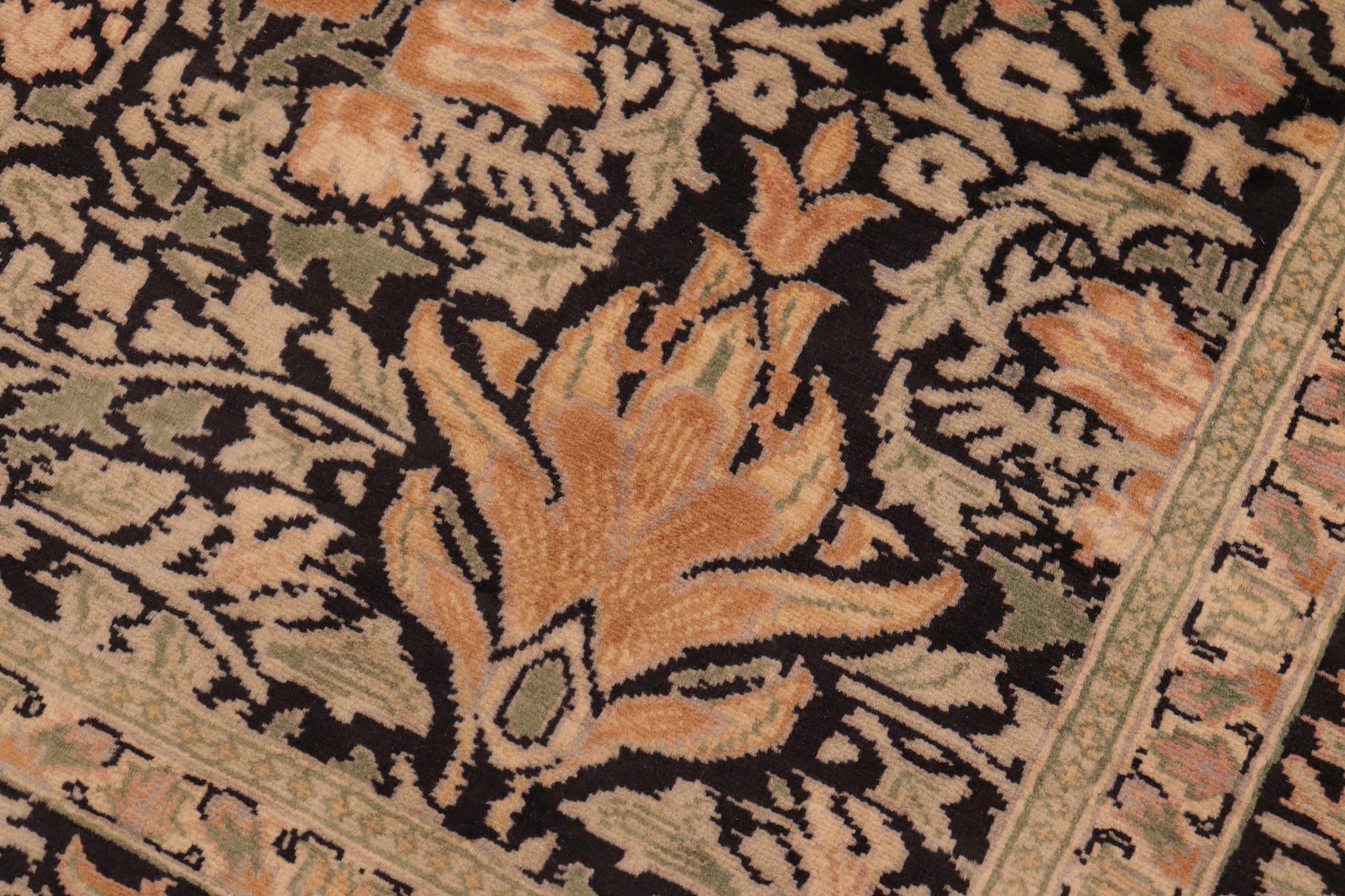 handmade Transitional Snakehead Black Green Hand Knotted RECTANGLE 100% WOOL area rug 6x8