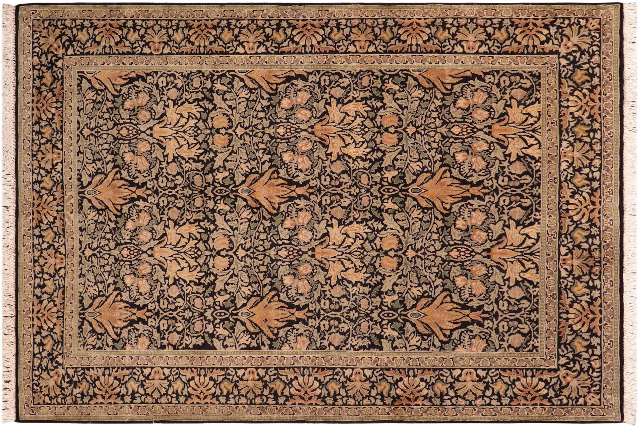handmade Transitional Snakehead Black Green Hand Knotted RECTANGLE 100% WOOL area rug 6x8