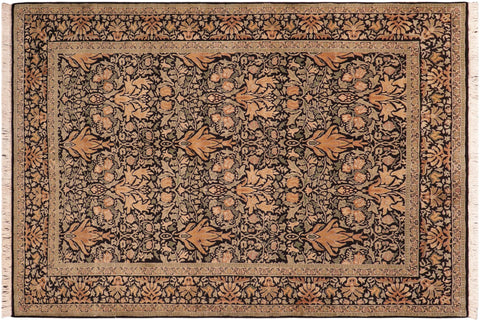 handmade Transitional Snakehead Black Green Hand Knotted RECTANGLE 100% WOOL area rug 6x8