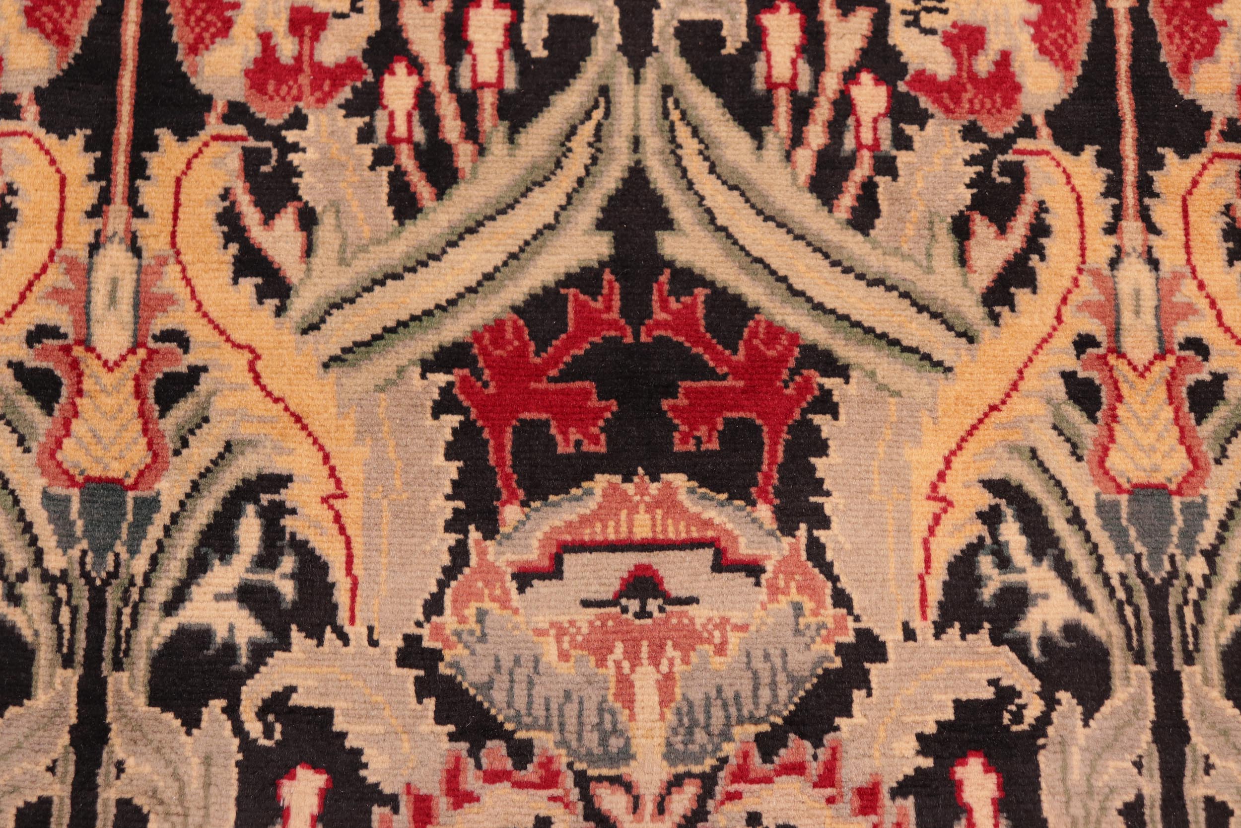 handmade Transitional Hamjolie Black Red Hand Knotted RECTANGLE 100% WOOL area rug 6x9