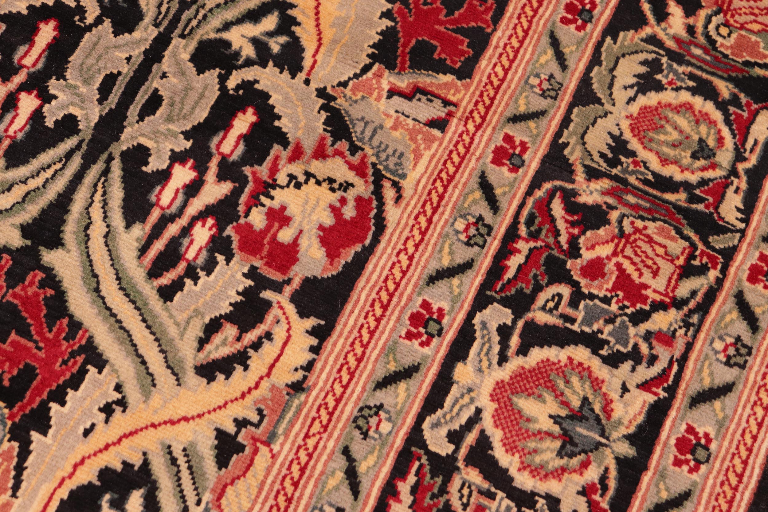 handmade Transitional Hamjolie Black Red Hand Knotted RECTANGLE 100% WOOL area rug 6x9
