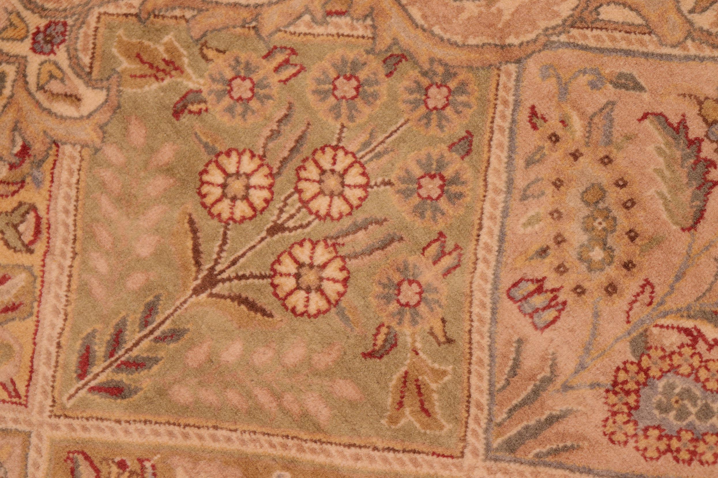 handmade Traditional Gulab Taupe Green Hand Knotted RECTANGLE 100% WOOL area rug 6x9