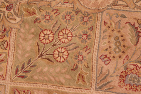 handmade Traditional Gulab Taupe Green Hand Knotted RECTANGLE 100% WOOL area rug 6x9