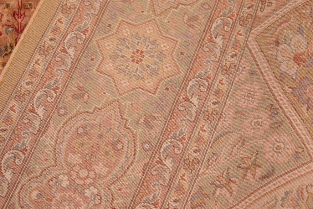 handmade Traditional Gulab Taupe Green Hand Knotted RECTANGLE 100% WOOL area rug 6x9