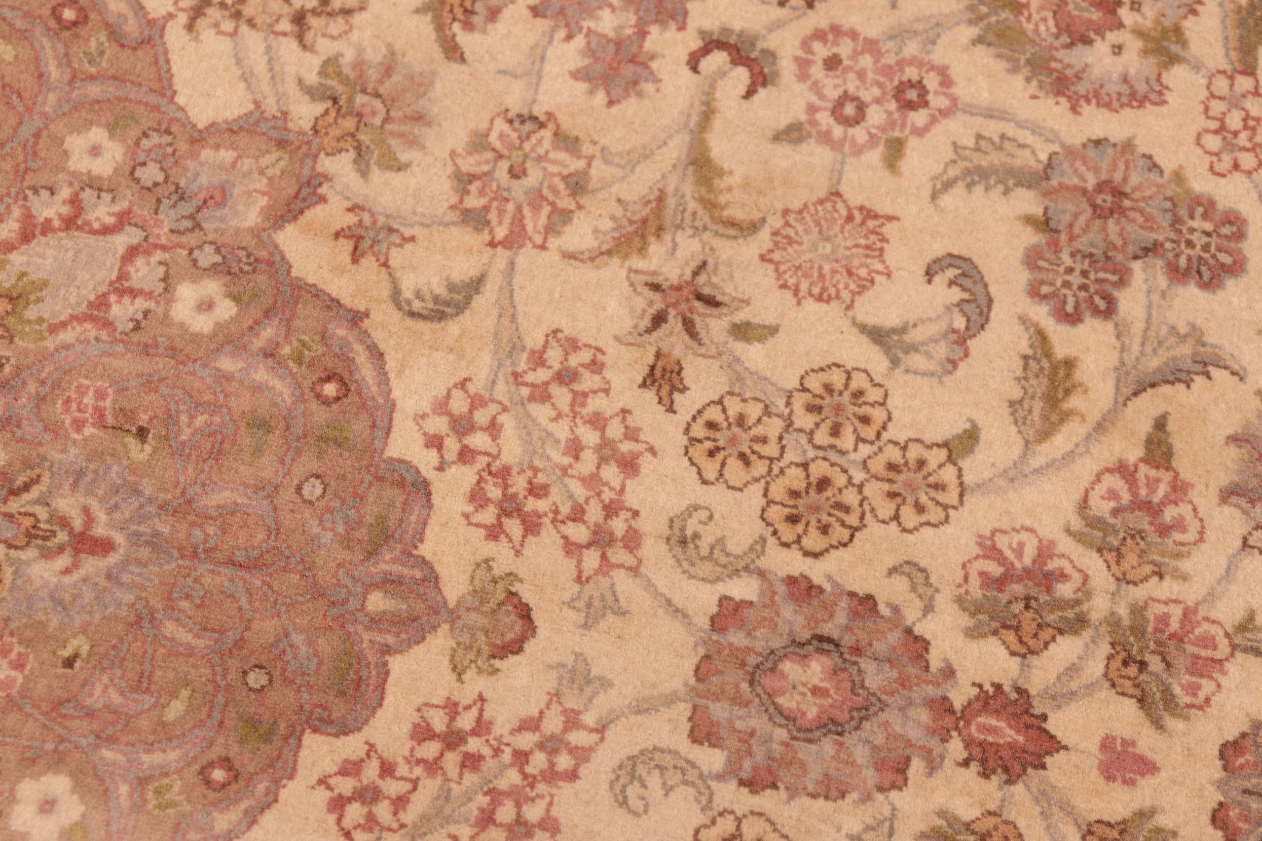 handmade Traditional Kashan Beige Brown Hand Knotted RECTANGLE 100% WOOL area rug 6x9