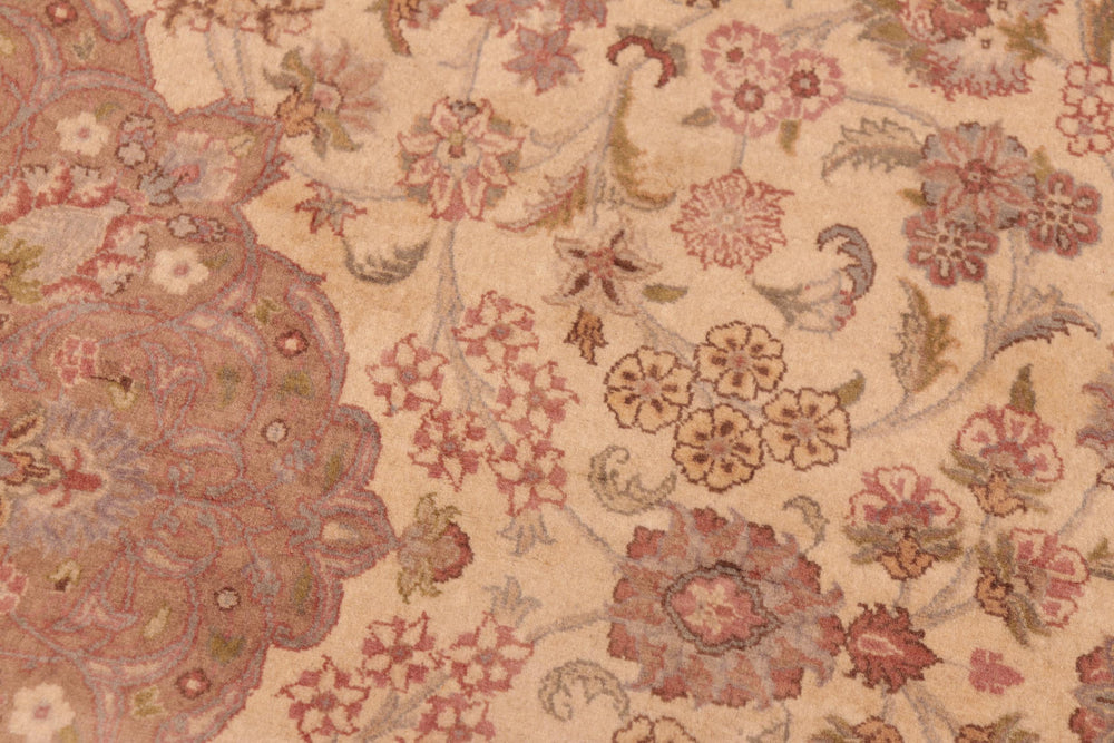handmade Traditional Kashan Beige Brown Hand Knotted RECTANGLE 100% WOOL area rug 6x9