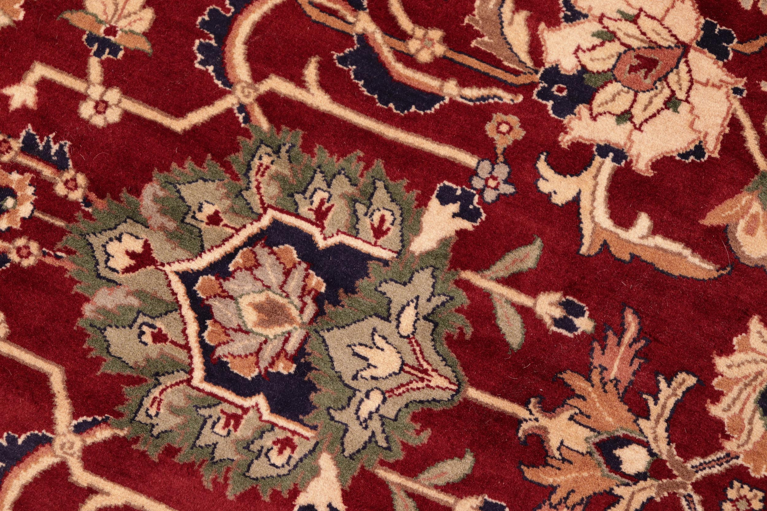 handmade Traditional Lahore Red Blue Hand Knotted RECTANGLE 100% WOOL area rug 6x9