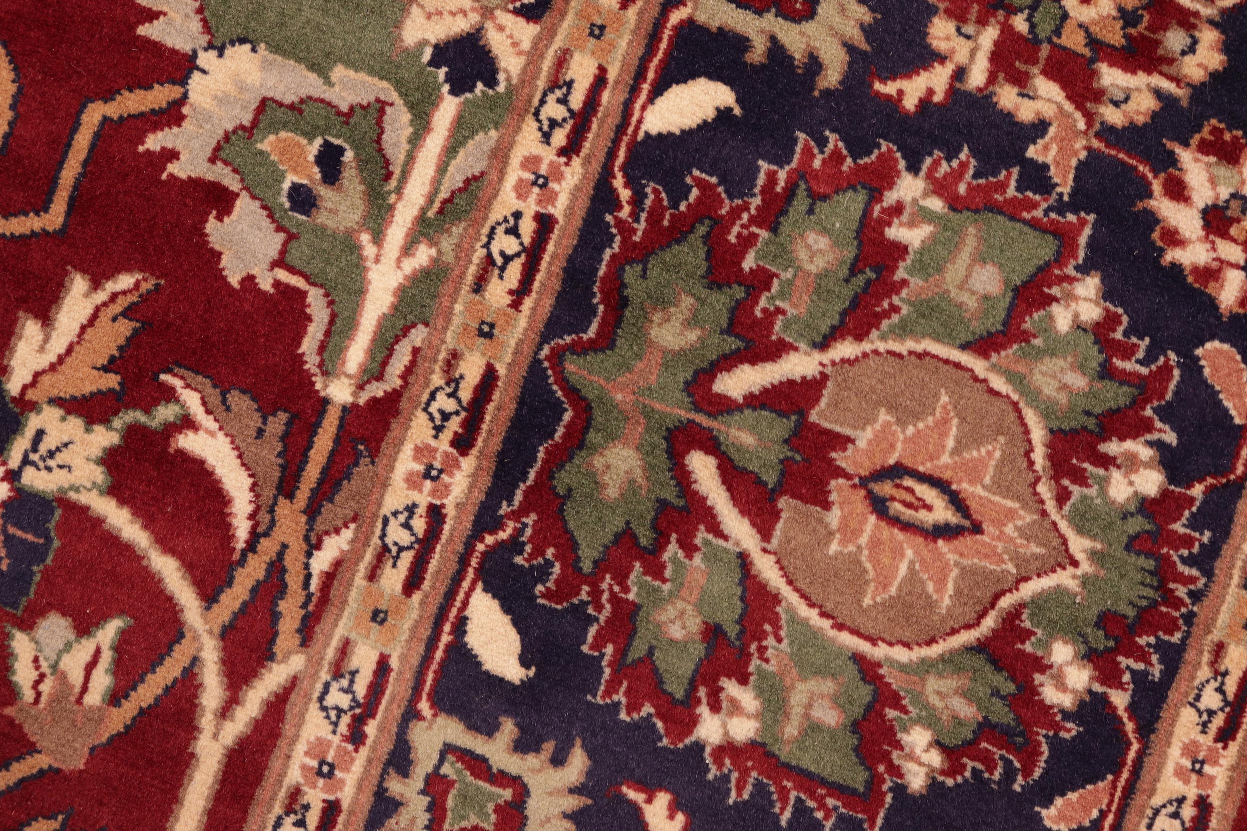 handmade Traditional Lahore Red Blue Hand Knotted RECTANGLE 100% WOOL area rug 6x9