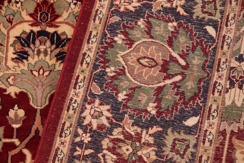 handmade Traditional Lahore Red Blue Hand Knotted RECTANGLE 100% WOOL area rug 6x9