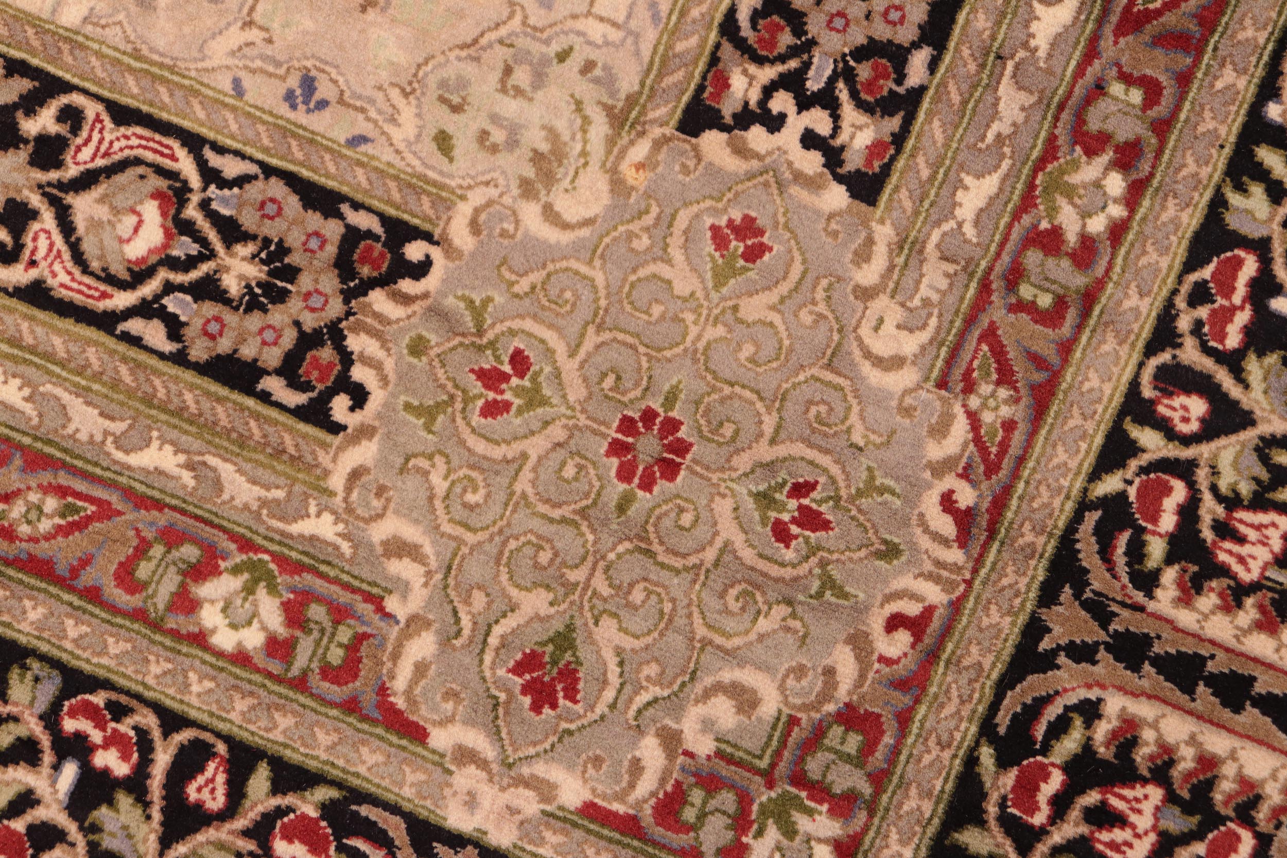 handmade Transitional  Beige Black Hand Knotted RECTANGLE 100% WOOL area rug 6x9