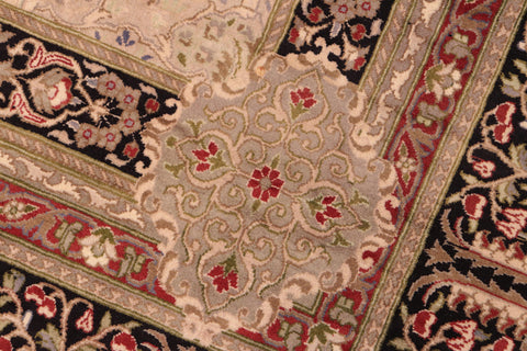 handmade Transitional  Beige Black Hand Knotted RECTANGLE 100% WOOL area rug 6x9