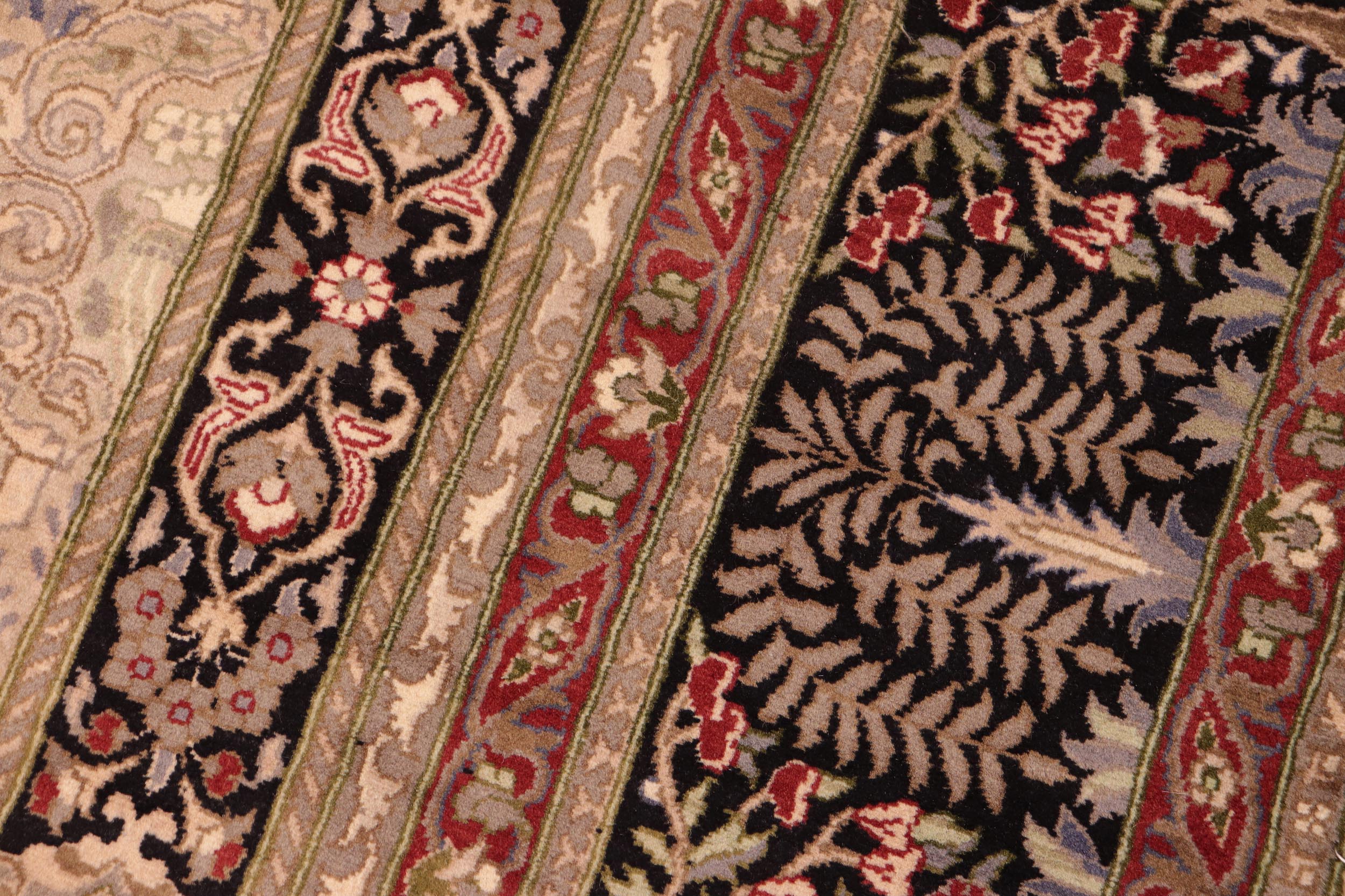 handmade Transitional  Beige Black Hand Knotted RECTANGLE 100% WOOL area rug 6x9